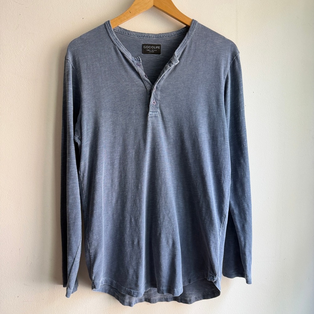 Goodlife L/S Slub Henley Shirt Blue Medium